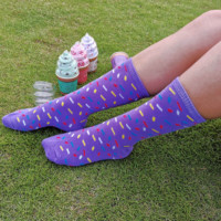 Nouvelles chaussettes en tricot respirantes et amusantes à motif crème glacée, conçues sur mesure pour un usage quotidien