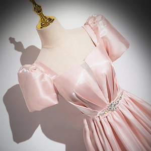 Pink Satin Ball Gown Evening Dress Sweetheart Neckline Empire Waist Women's Formal Party Wedding Dress - Product Image 3