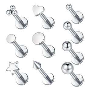 Pendientes de Acero Inoxidable para Cartílago, con Forma de Corazón, Luna, Estrella y Cruz, Joyería para Piercing de Lengua y Labio, con Incrustaciones de Zirconia, Regalo de Moda - Product Image 5