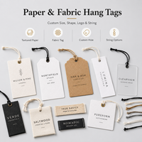 Étiquettes personnalisées pour vêtements, en papier ou en tissu, avec logo imprimé et cordon, pour l'emballage de marques de vêtements