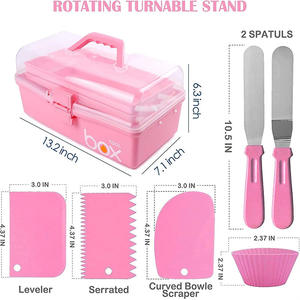 Ensemble d'outils de pâtisserie 337 pièces avec poche à douille, spatule, racloir, outil à ongles et boîte de rangement à trois niveaux - Acier inoxydable et silicone - Product Image 4