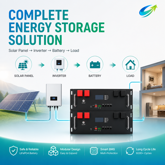 Expandable LiFePO4 48V 5kWh Stackable All-In-One Solar Energy Storage Battery Hybrid Grid Support CAN Communication IP54