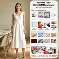 Robe longue blanche à col en V pour femme, sur mesure, vente en gros, directement de l'usine chinoise, robes longues élégantes et fluides pour femme, commande en gros