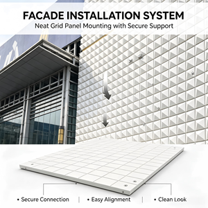 Sistema de Fachada de Rejilla de Paneles de Aluminio Modernos para Revestimiento de Paredes Exteriores en Centros Comerciales y Edificios de Oficinas - Product Image 3