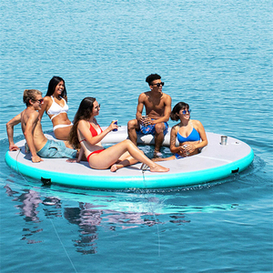 Bain gonflable personnalisé île de loisirs salon flottant radeau flottant jet d'eau gonflable quai de ski flotte plate-forme avec tente - Product Image 4
