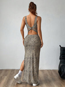 Robe longue moulante à imprimé léopard sexy, style européen et américain, avec fente, collection été 2026, pour le commerce extérieur - Product Image 6