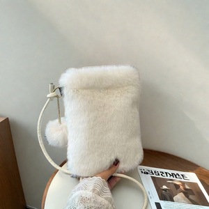 Handheld Coin Purse Mini Plush Women Single Shoulder Casual Simple Crossbody <b>Bag</b> ZIP Furry Trendy <b>Phone</b> - Product Image 1