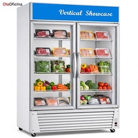 Lemari Pendingin Display Minuman Komersial Pintu Kaca Ganda 1.0m 1.2m Tegak untuk Supermarket Restoran Toko