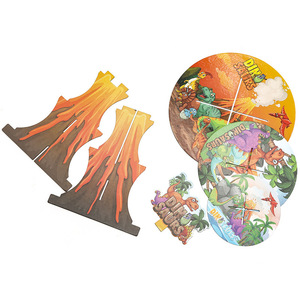 Lot de 2 plateaux ronds jetables en carton motif dinosaure excavateur pour gâteaux, idéal pour les fêtes d'anniversaire d'enfants, support de <span class=keywords><strong>table</strong></span> à desserts et à collations - Product Image 4