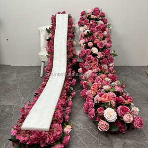 Nuovo <span class=keywords><strong>Design</strong></span> Elegante Runner Floreale Rosa Acceso per Arco Nuziale, Composizione Floreale Rosa Scuro per Tavolo da Matrimonio - Product Image 3