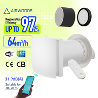 Ventilateur de récupération de chaleur domestique économique avec moteur DC, système d'air frais avec filtre et contrôle intelligent Tuya