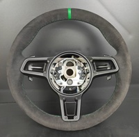 Volant de voiture en daim personnalisé avec surpiqûres vertes, style course, assemblage pour Porsche, remplacement direct