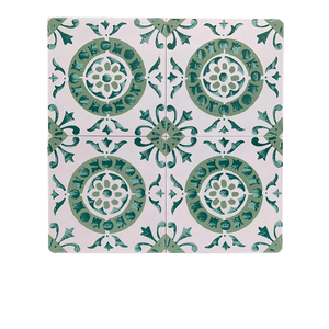 Azulejos Marroquíes Zellige de 200x200 mm, Geométricos, con Hojas Verdes y Flores Rojas, Cerámica Moderna Antideslizante para Pisos Interiores y Exteriores, Cocina - Product Image 1