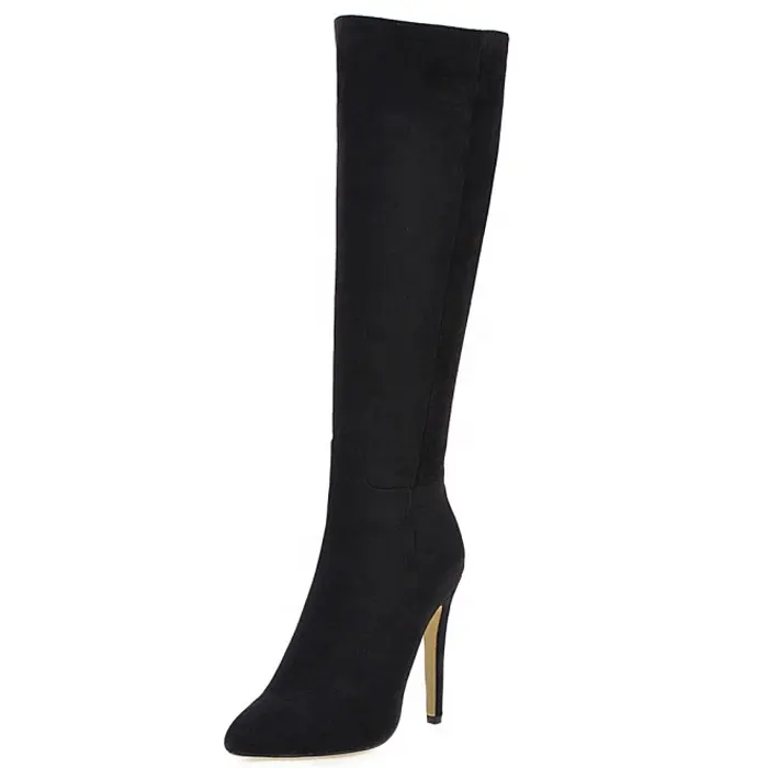 EU Size 47 Winter Suedes Women's Large Size Knee High Boots Thin Heel Long Dress Boots Pointed toe Calf High Boots