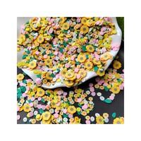 Tranches d'argile florale, fleurs mélangées, non comestibles, paillettes à thème printanier, paillettes en argile polymère pour la décoration des ongles, shaker et slime