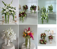 Composition florale artificielle rouge bordeaux, grande composition florale suspendue pour la décoration de la scène de mariage, du fond de scène, de l'allée et de l'entrée