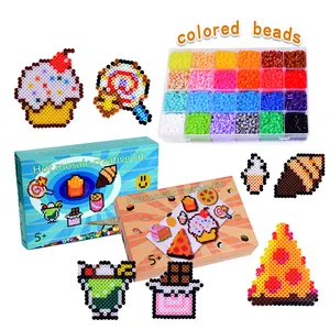 24 Colors Hama Beads 5mm Fuse Beads Montessori 3d Puzzle Toys Kit Perler Set Diy Keychain Pegboard Ironing Beads For Kids
