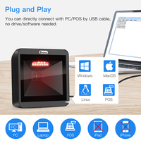 Lecteur de codes-barres omnidirectionnel de bureau 2D Eyoyo EY-8550, mains libres, filaire, USB, grand format, pour supermarché, bibliothèque, magasin de détail