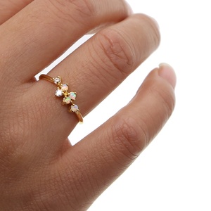 Promotion Fashion <strong>Gold</strong> Jewelry Tiny Small <strong>Opal</strong> White Cz Thin Band Fashion <strong>Gold</strong> Small <strong>Ring</strong> - Product Image 1