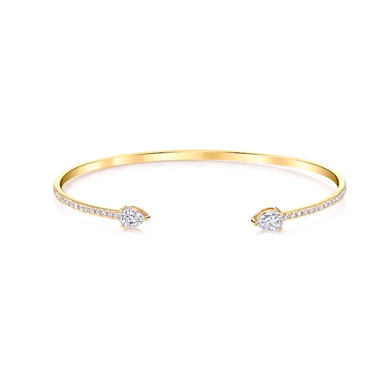 Pulsera de cristal abierta para mujer, accesorios de moda de Gemnel, oro de 18k, reloj de joyería