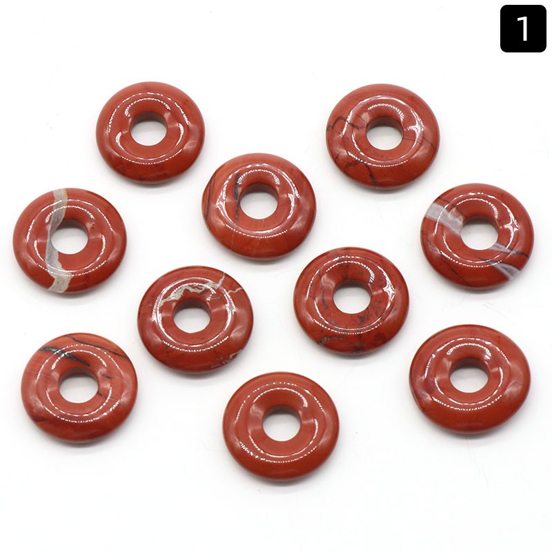 18mm Donuts Stone Beads Rondelle Stone with 6mm Large Hole Loose Gemstone Beads for Jewelry Making Good Luck Coin Wealth Pendant