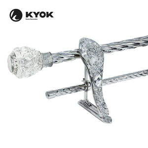 KYOK Tringle <span class=keywords><strong>à</strong></span> <span class=keywords><strong>rideaux</strong></span> <span class=keywords><strong>pivotante</strong></span> antirouille avec embouts ronds en cristal Style royal Accessoires décoratifs pour la maison Stores royaux latéraux - Product Image 6