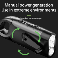 Linterna de Manivela Grande, Recargable Solar, LED, de Emergencia, con Manivela, Carga USB, Banco de Energía, Linterna de Supervivencia