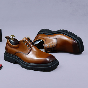 Zapatos de vestir con plataforma de nuevo estilo para hombre, zapatos que aumentan la altura, de cuero vacuno, punta cuadrada, con cordones, zapatos de negocios para hombre - Product Image 2