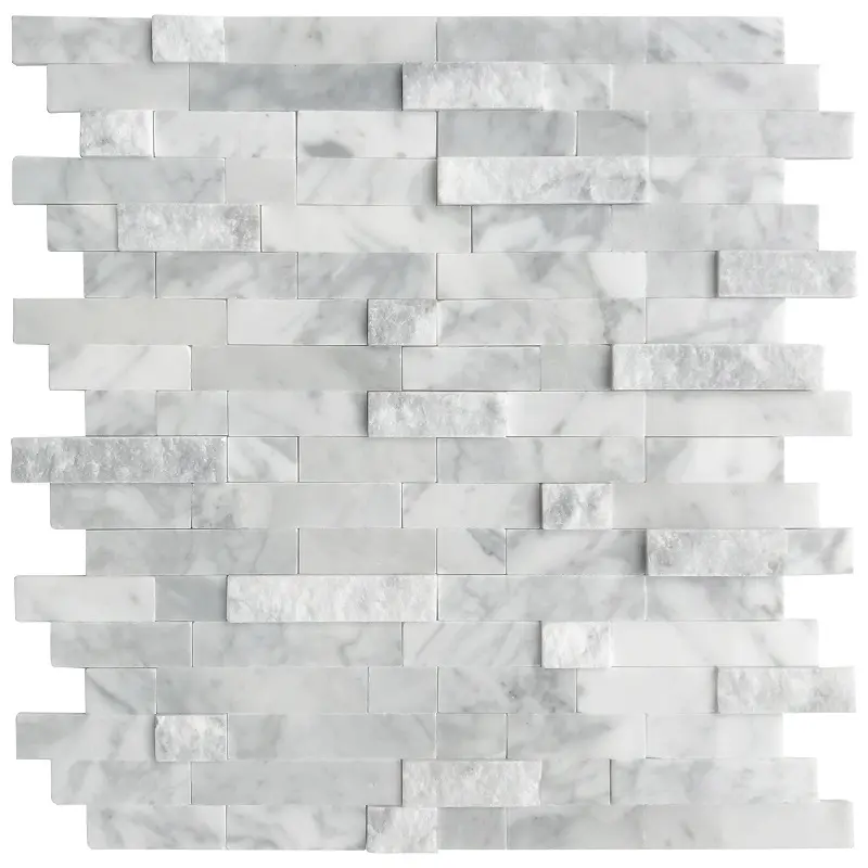 Sunwings doğal taş kabuğu ve sopa kiremit | Abd'de stok | İtalyan beyaz Carrara mermer dekoratif mozaik mutfak için