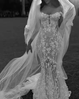 Personnalisé blanc 3D fleurs sirène Robe De mariée 2025 Illusion hors épaule dentelle Appliques robes De mariée Robe De soirée