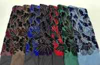 Tissu en velours floral 3D de luxe avec dentelle noire perlée et sequins pour robe de soirée Asoebi – En stock, livraison rapide