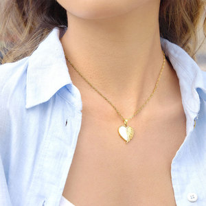 Collier pendentif mode en acier inoxydable 316 plaqué or 14k 18k, résistant à l'eau et inaltérable, motif coquille, aile, cœur <span class=keywords><strong>pour</strong></span> femme - Product Image 6