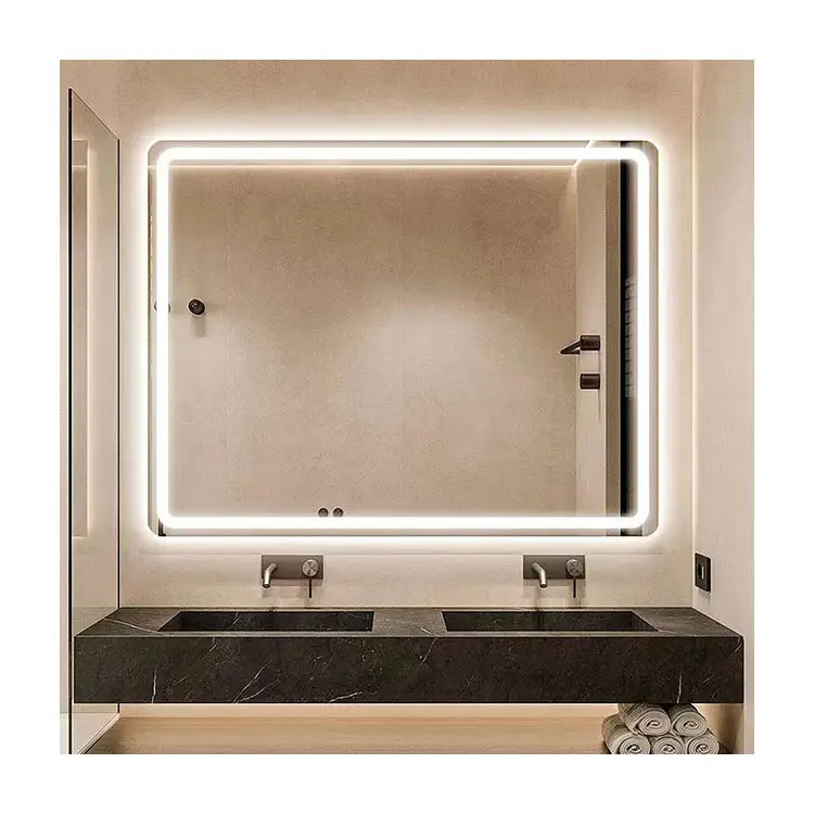 2023 espejo de maquillaje Led multifuncional con pantalla táctil espejo inteligente de baño Led para Baño