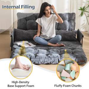 Puffy Comfy Small Convertible Sleeper Futon Causeuse <span class=keywords><strong>en</strong></span> mousse souple Canapé <span class=keywords><strong>double</strong></span> Canapé-<span class=keywords><strong>lit</strong></span> <span class=keywords><strong>2</strong></span> places <span class=keywords><strong>Lit</strong></span> de jour pliant avec fonction <span class=keywords><strong>lit</strong></span> - Product Image 5