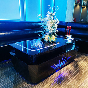 Juego de muebles de club nocturno de <span class=keywords><strong>Bar</strong></span> personalizado de lujo, mesa de KTV con luz Led de vidrio templado de acero inoxidable - Product Image 6