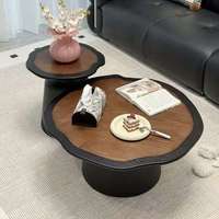 Table basse ronde de style nordique moderne couleur crème pour salon, plateau en bois, petit appartement, mobilier simple pour la maison