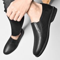Chaussures plates pour hommes, style uniforme, type Oxford, Derby et Mocassins, basses, en cuir de vachette véritable, à motif quadrillé gaufré, à enfiler, respirantes, souples, couleur unie CC