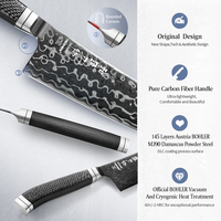 XINZUO Luxe DLC Coating M390 Damascus Poederstaal Vlees- en Slagermes met Lichtgewicht Handvat van Puur Koolstofvezel