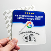 Carte NFC d'avis Google personnalisée en acrylique, programmable et inscriptible, avec menu tactile par code QR intelligent, compatible NTAG213 215 216, pour l'Allemagne