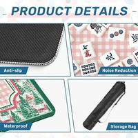 Tapis de mahjong américain imprimé cabane de Noël, antidérapant, imperméable, insonorisant, carré, avec sac de rangement