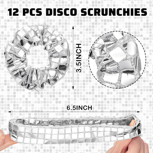 Paquete de 12 accesorios para el cabello de lentejuelas de discoteca con espejo, accesorios para el cabello plateados metálicos para fiesta de despedida de soltera de cumpleaños de los años 80 y 90 - Product Image 2
