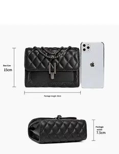 广州批发 PU 女式包拉链封口都市简约冬季菱形链条中号单肩斜挎包 - Product Image 2