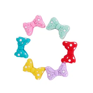 Hot Sales BPA Free Bow Tie Baby Teething Chewable Beads DIY Bowknot shape Silicone Focal Bead for Pen Making Jewelry accesstory