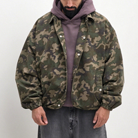 Veste Coach Camouflage Personnalisée pour Homme, Col Boutonné, Poches Latérales, Coupe Boxy, Style Streetwear, Coupe-Vent, Fabricant OEM ODM avec Logo Personnalisé