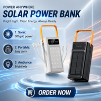 Batterie Externe Solaire 30000mAh Powerbank 50000mAh Chargeur Solaire avec Câbles Intégrés pour Téléphones Portables