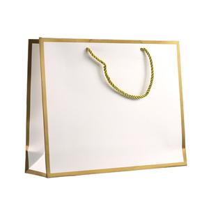 Shopping di carta personalizzato stand up fancy plain square bottom itsu octavia shopper paper carrier bag design fornitore oro nero - Product Image 3