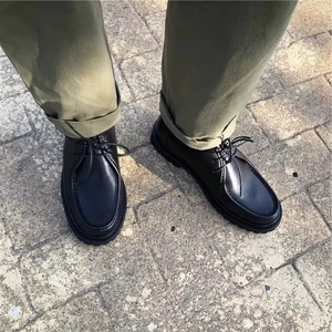 Chaussures pour Hommes Personnalisées Rétro en Daim et Cuir Véritable, à Tige Haute, à Semelle Épaisse, Style Décontracté et de Marche, type Dangaroo Boot, Mocassins Habillés et Derby, Printemps - Product Image 4