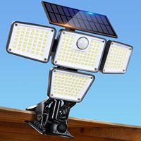 Lampes solaires LED à clipser IP67 avec détecteur de mouvement, télécommande, angle de faisceau réglable à 270°, 300W haute luminosité pour extérieur et jardin