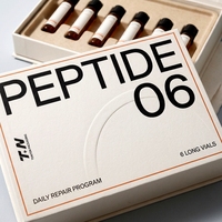 Boîte rigide en carton blanc personnalisée pour flacons de peptides, 6 flacons, en pâte moulée, impression offset, pelliculage mat, soins personnels
