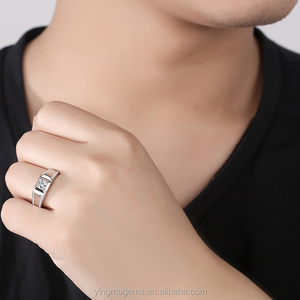 남자 약혼 반지 0.5ct 1ct 6.5mm 다이아몬드 웨딩 실버 moissanite 반지 - Product Image 5